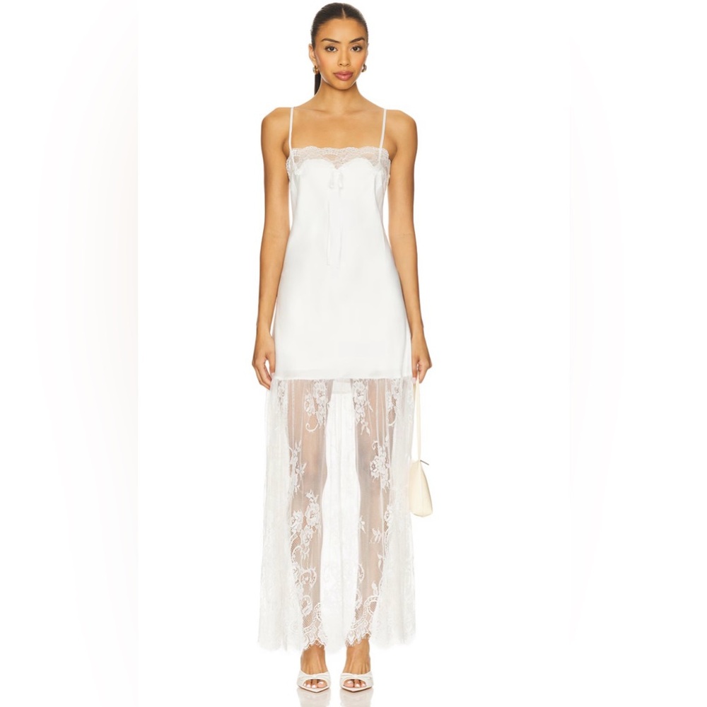 Show Me Your Mumu Celine Dress in White Ivory Lace